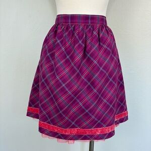 Matilda‎ Jane Tinsley Skirt Sz M Purple Plaid Cotton Tulle Girlhood Coquette